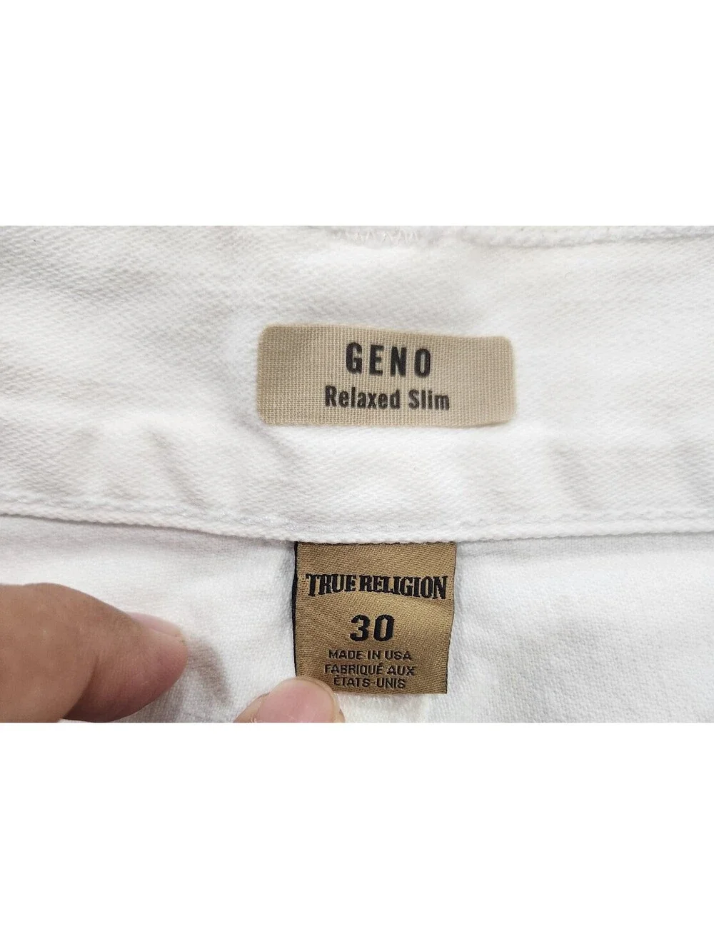 True Religion GENO Relaxed Slim Men Optic White Denim Jeans Size 30 Made in USA